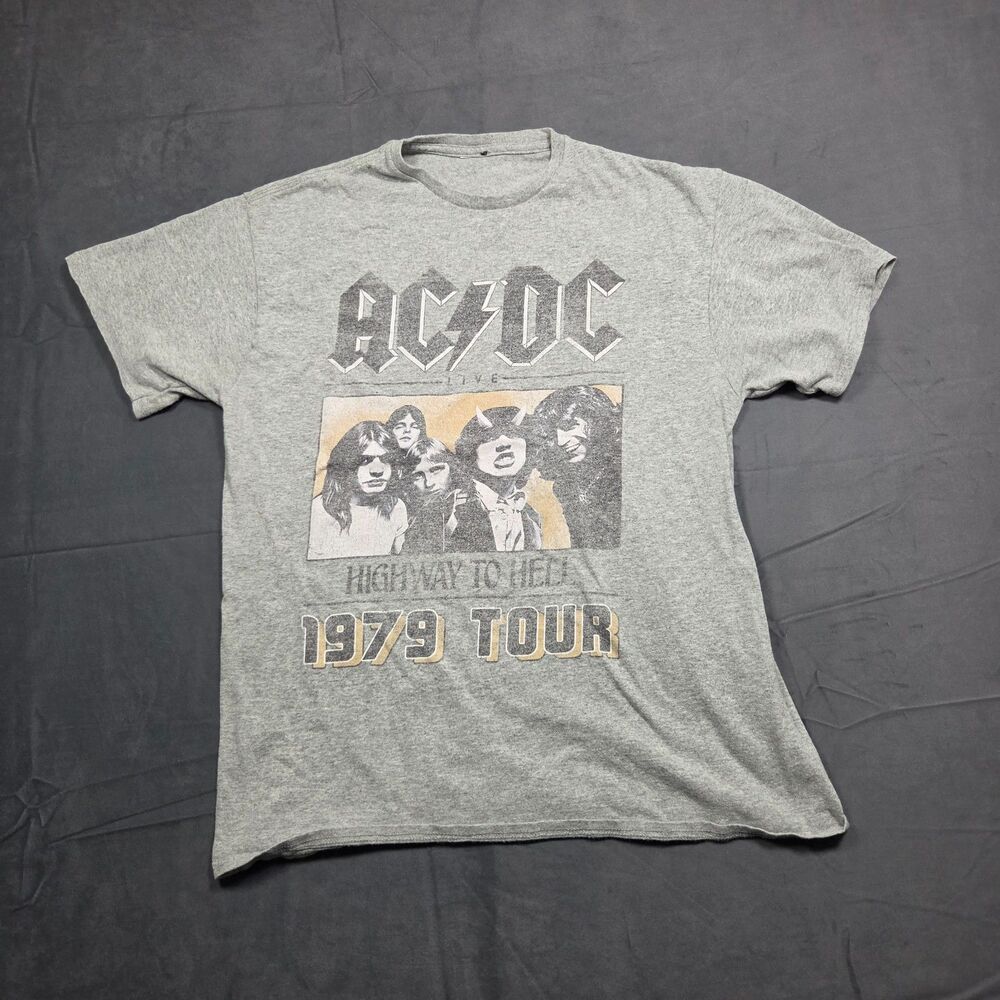 AC/DC Highway to Hell 1979 Tour Graphic T-Shirt Gray Men’s Medium Rock Band Tee